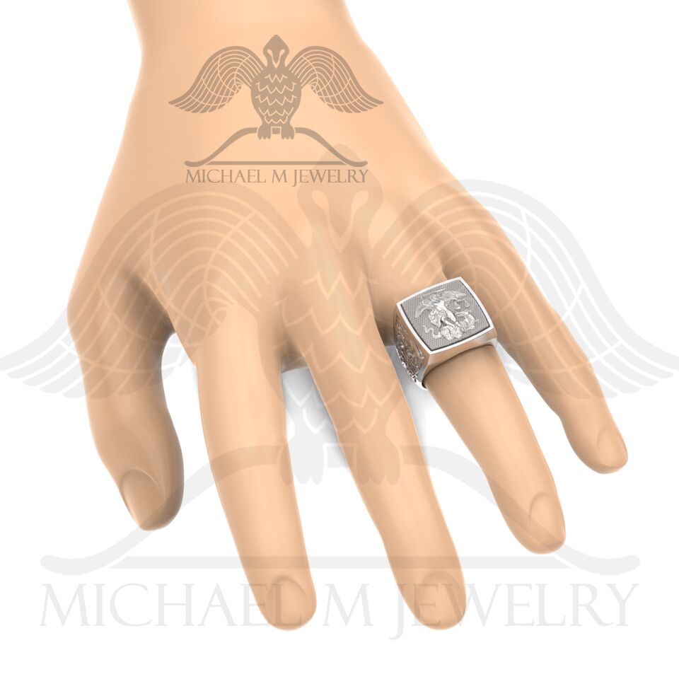 st michael ring silver